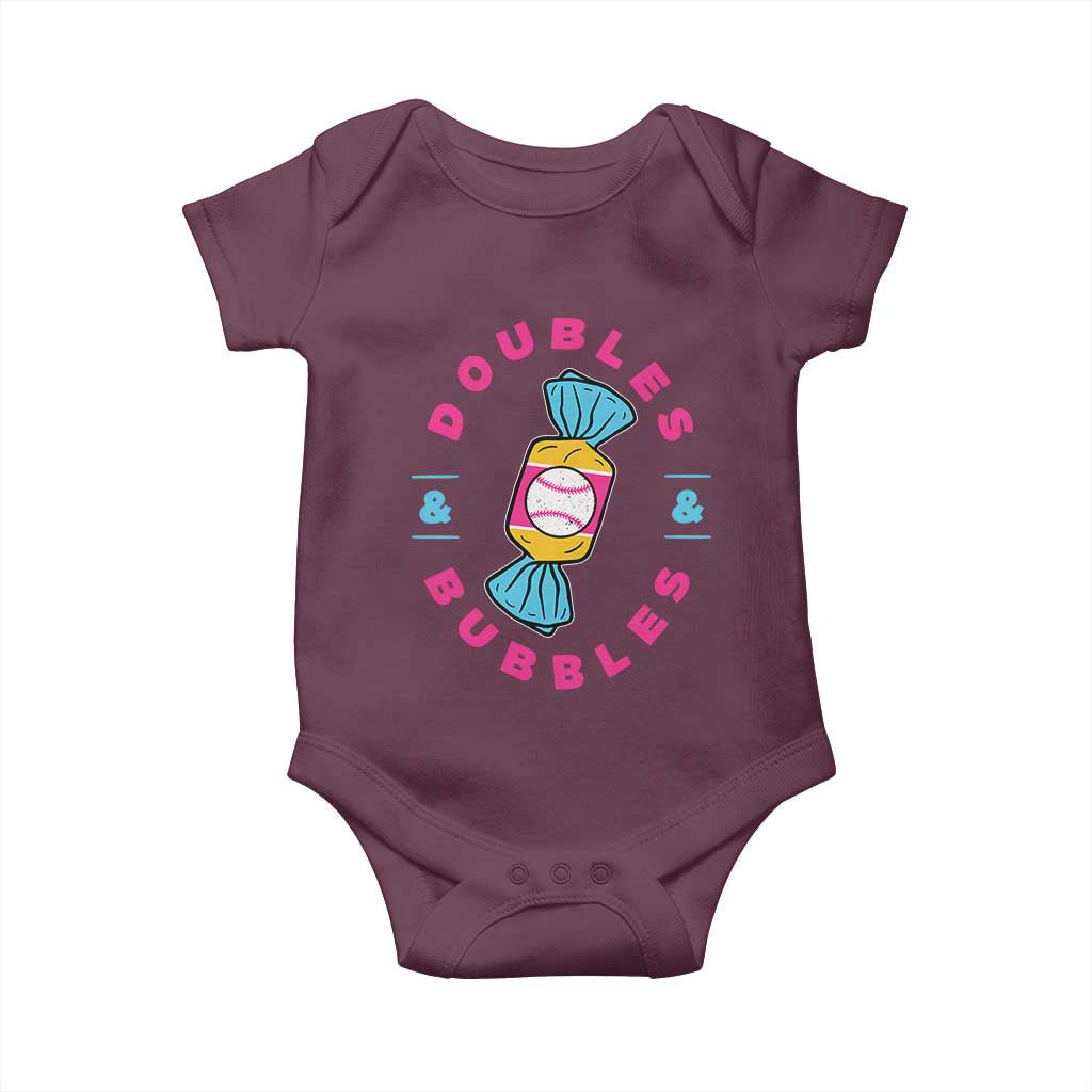 Doubles and Bubbles Baseball Candy Gum Baby Onesie