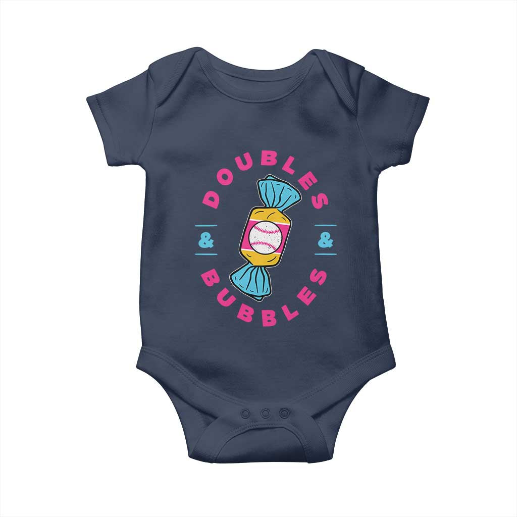 Doubles and Bubbles Baseball Candy Gum Baby Onesie