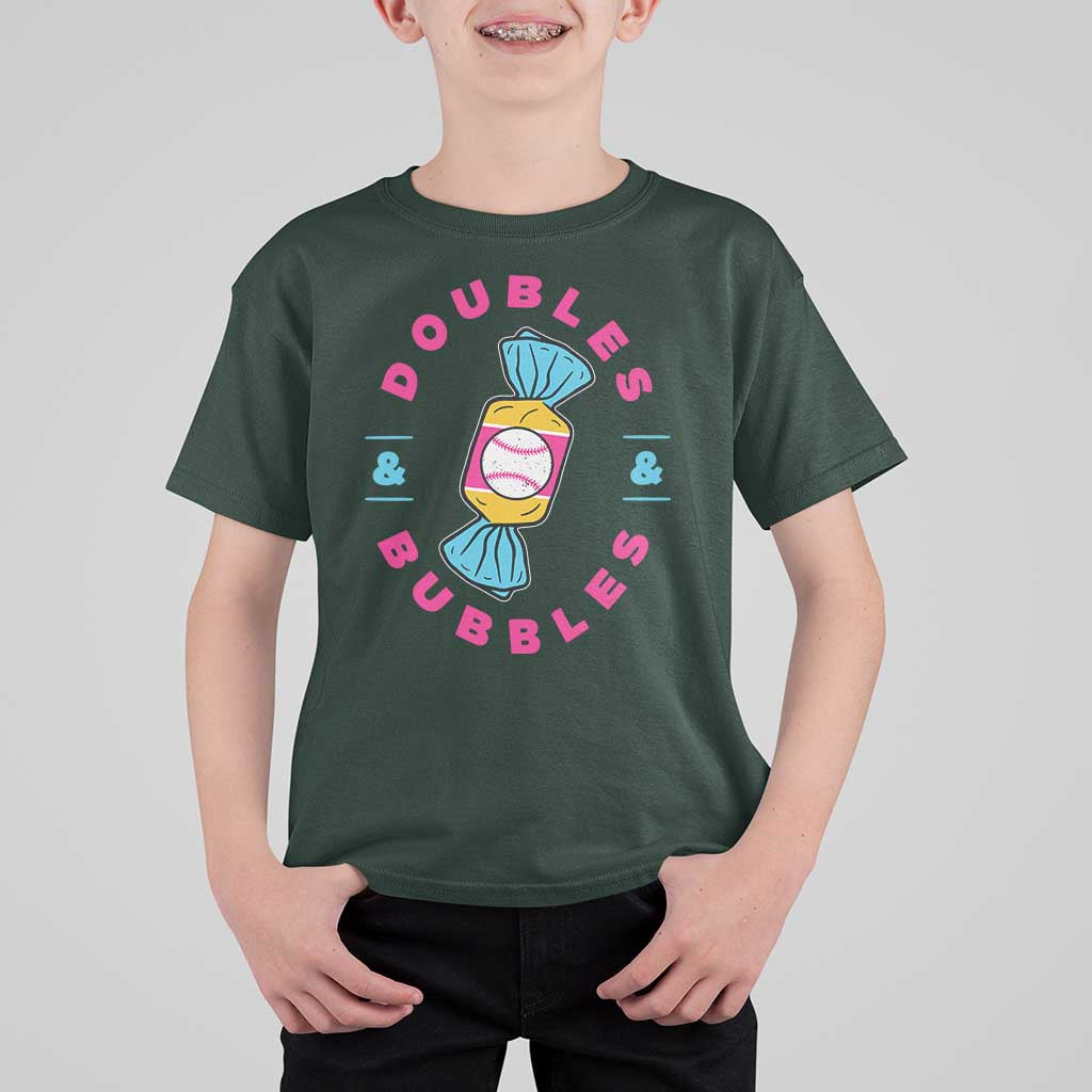 Doubles and Bubbles Baseball Candy Gum T Shirt For Kid
