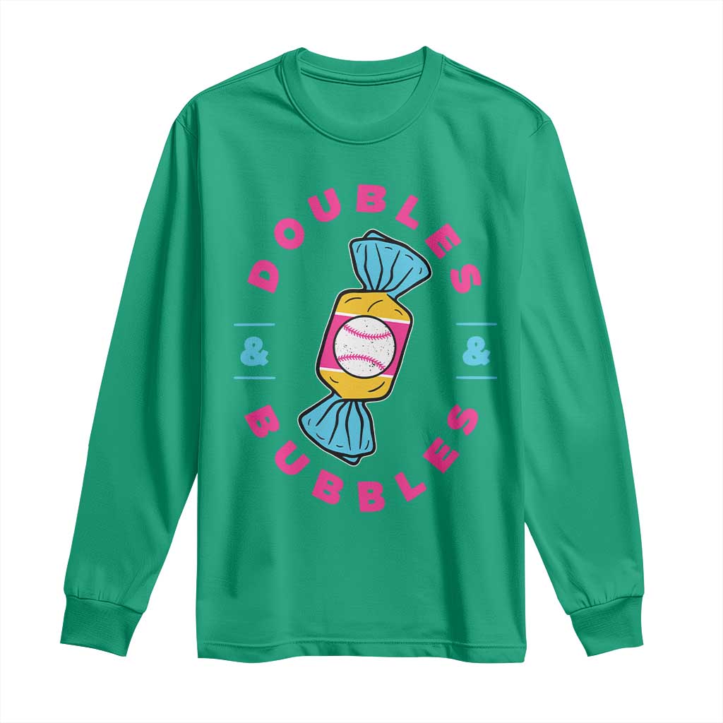 Doubles and Bubbles Baseball Candy Gum Long Sleeve Shirt