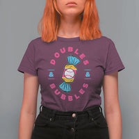 Doubles and Bubbles Baseball Candy Gum T Shirt For Women