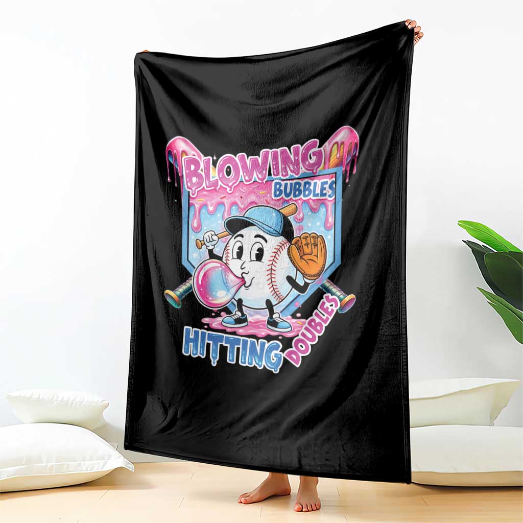 Baseball Blowing Bubbles Hitting Doubles Throw Blanket Sports Bubble Gum Lover