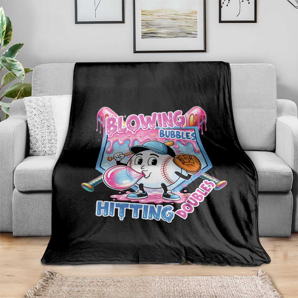 Baseball Blowing Bubbles Hitting Doubles Throw Blanket Sports Bubble Gum Lover