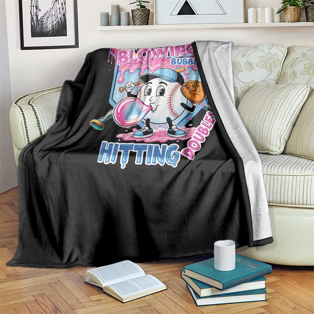 Baseball Blowing Bubbles Hitting Doubles Throw Blanket Sports Bubble Gum Lover