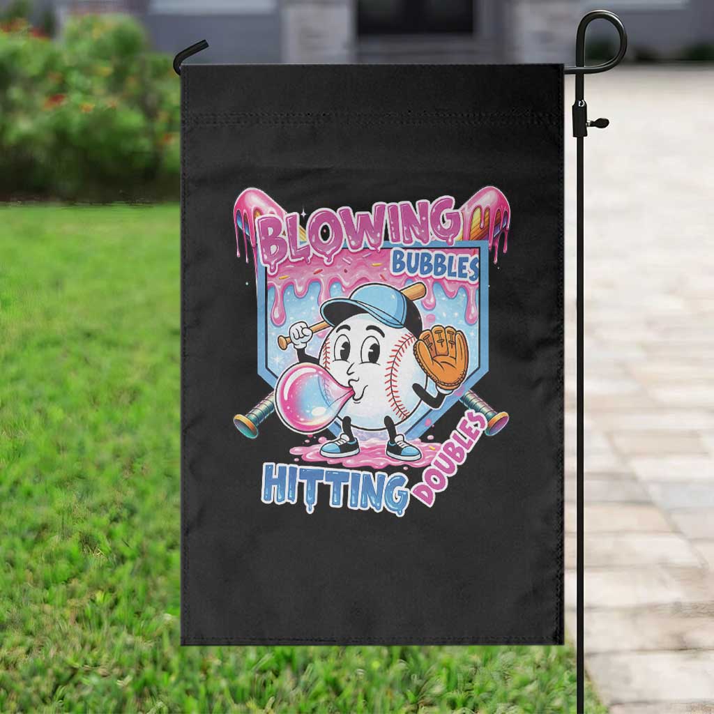 Baseball Blowing Bubbles Hitting Doubles Garden Flag Sports Bubble Gum Lover