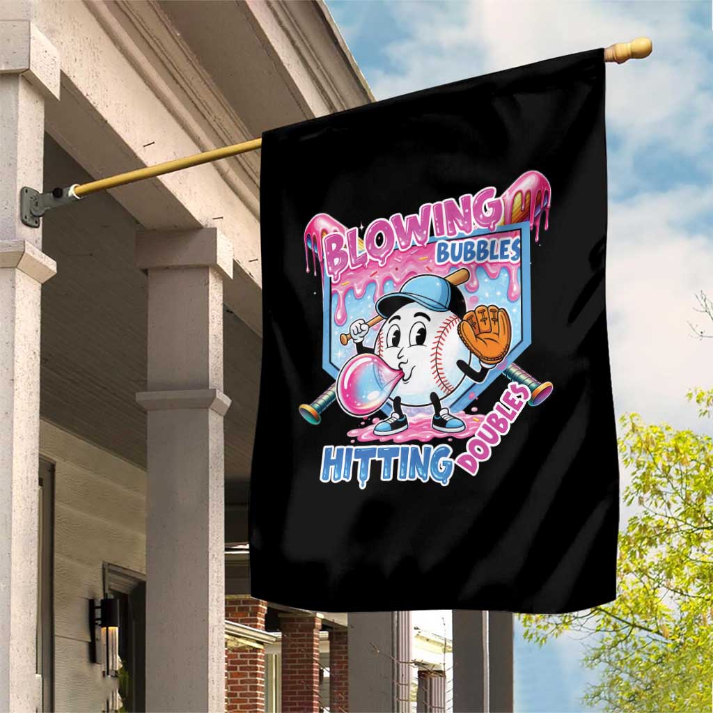 Baseball Blowing Bubbles Hitting Doubles Garden Flag Sports Bubble Gum Lover