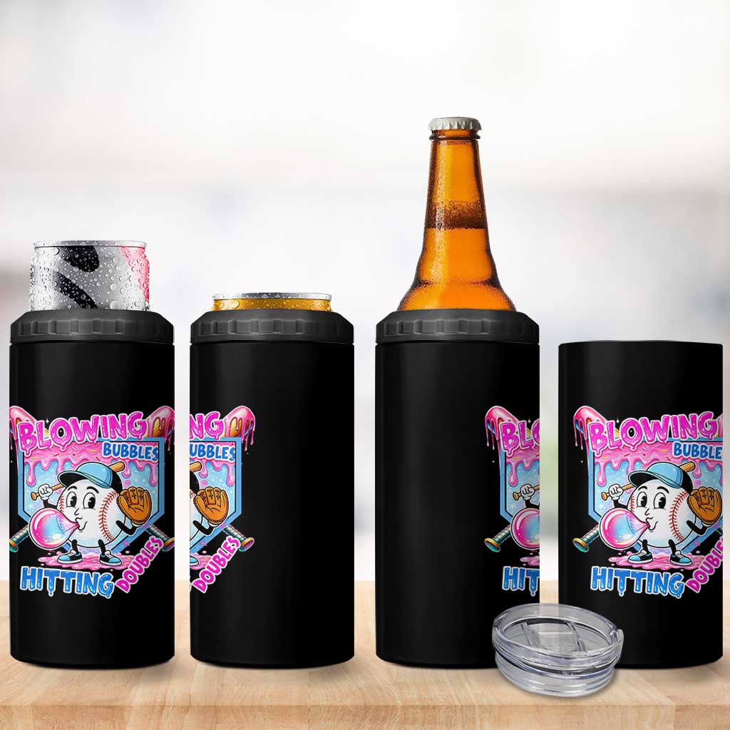 Baseball Blowing Bubbles Hitting Doubles 4 in 1 Can Cooler Tumbler Sports Bubble Gum Lover