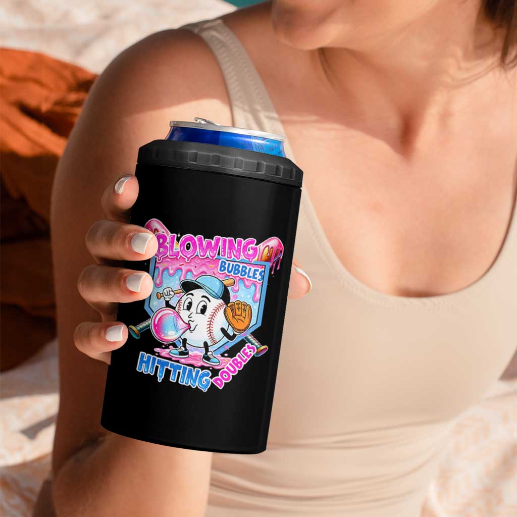 Baseball Blowing Bubbles Hitting Doubles 4 in 1 Can Cooler Tumbler Sports Bubble Gum Lover