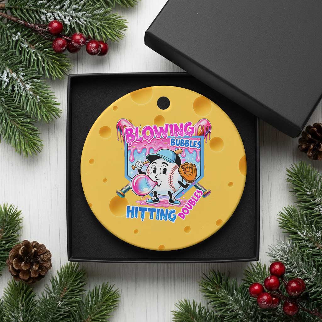 Baseball Blowing Bubbles Hitting Doubles Ceramic Ornament Sports Bubble Gum Lover