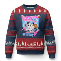 Baseball Blowing Bubbles Hitting Doubles Ugly Christmas Sweater Sports Bubble Gum Lover