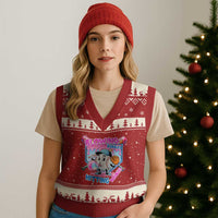 Baseball Blowing Bubbles Hitting Doubles V-Neck Knit Sweater Vest Sports Bubble Gum Lover