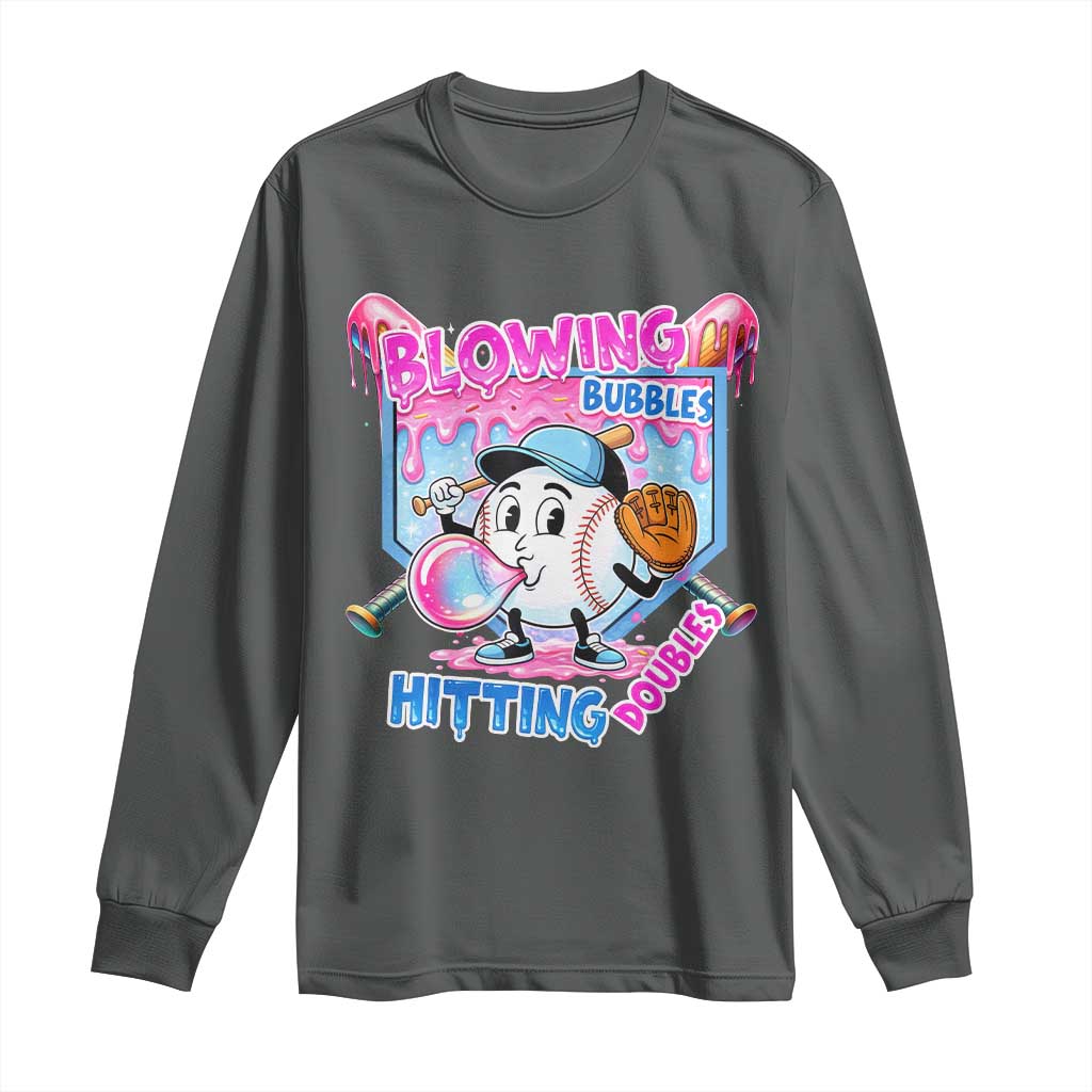 Baseball Blowing Bubbles Hitting Doubles Long Sleeve Shirt Sports Bubble Gum Lover