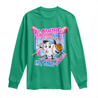 Baseball Blowing Bubbles Hitting Doubles Long Sleeve Shirt Sports Bubble Gum Lover