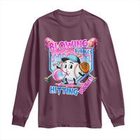 Baseball Blowing Bubbles Hitting Doubles Long Sleeve Shirt Sports Bubble Gum Lover