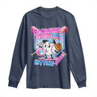 Baseball Blowing Bubbles Hitting Doubles Long Sleeve Shirt Sports Bubble Gum Lover