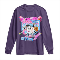 Baseball Blowing Bubbles Hitting Doubles Long Sleeve Shirt Sports Bubble Gum Lover