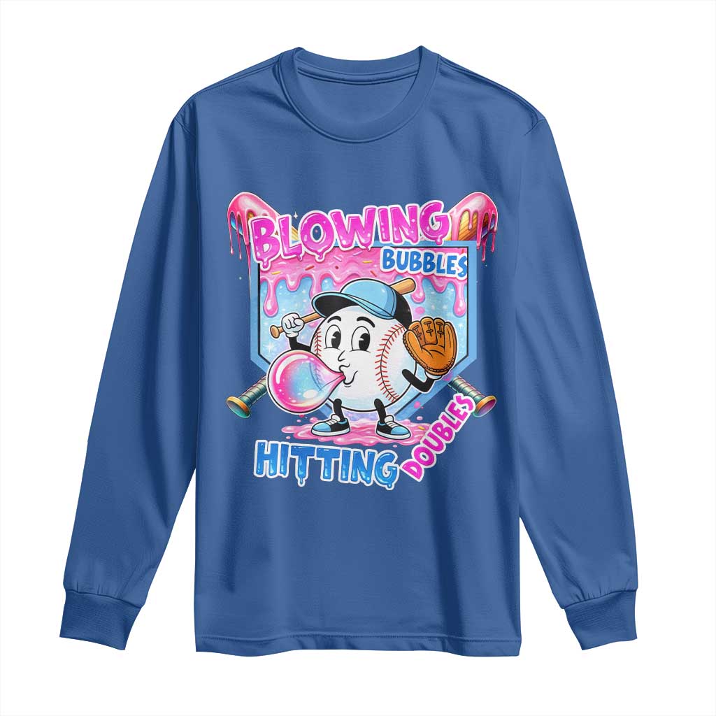 Baseball Blowing Bubbles Hitting Doubles Long Sleeve Shirt Sports Bubble Gum Lover