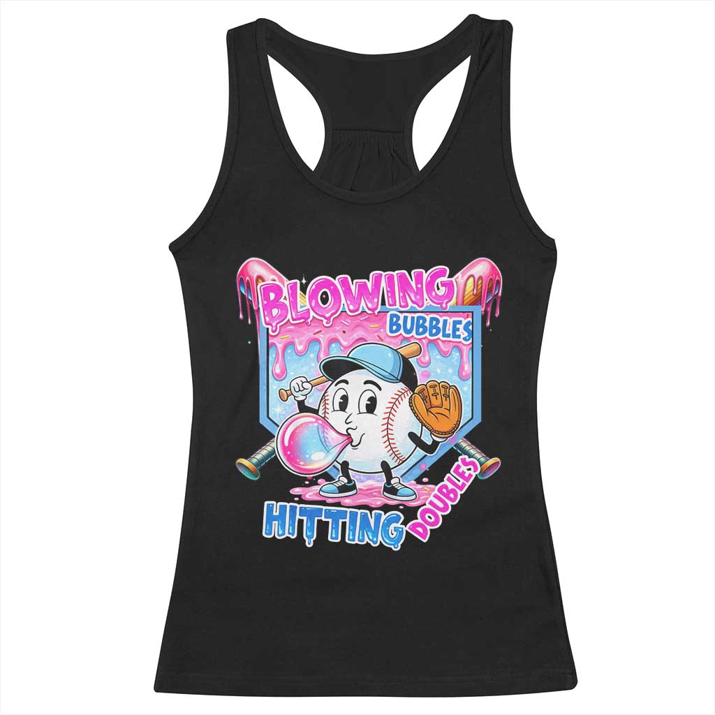 Baseball Blowing Bubbles Hitting Doubles Racerback Tank Top Sports Bubble Gum Lover