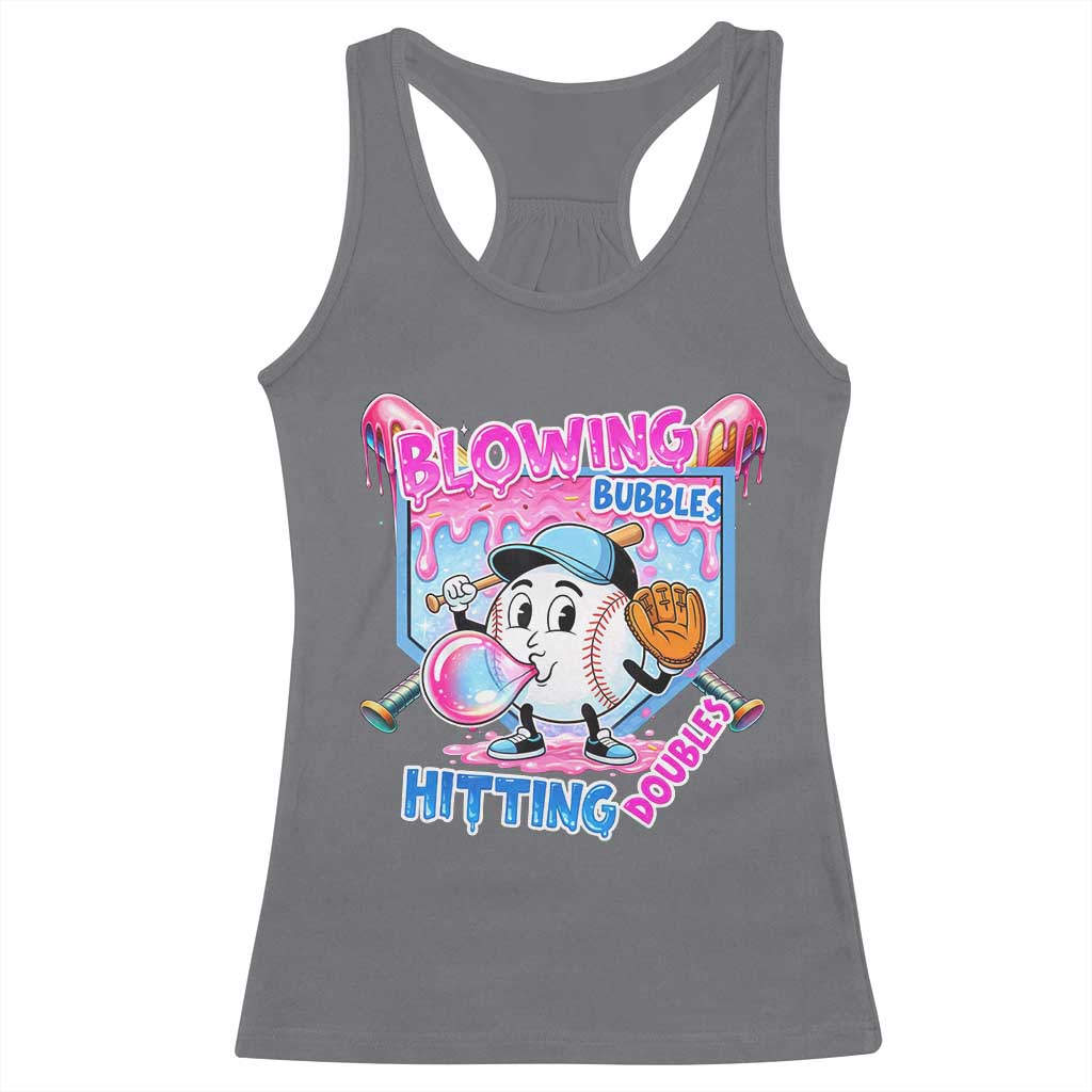 Baseball Blowing Bubbles Hitting Doubles Racerback Tank Top Sports Bubble Gum Lover