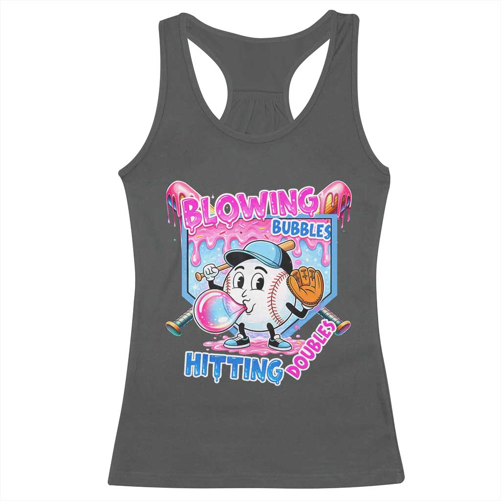 Baseball Blowing Bubbles Hitting Doubles Racerback Tank Top Sports Bubble Gum Lover