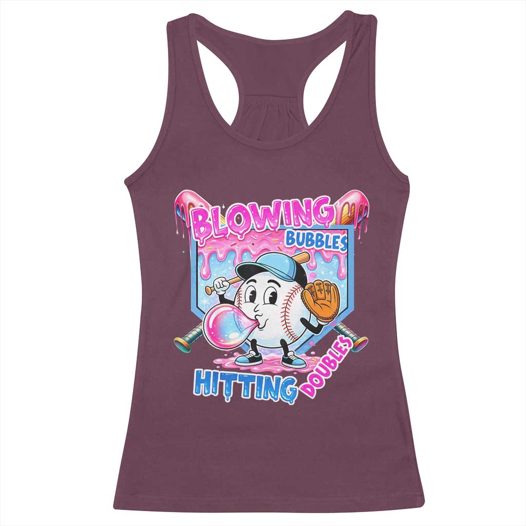 Baseball Blowing Bubbles Hitting Doubles Racerback Tank Top Sports Bubble Gum Lover