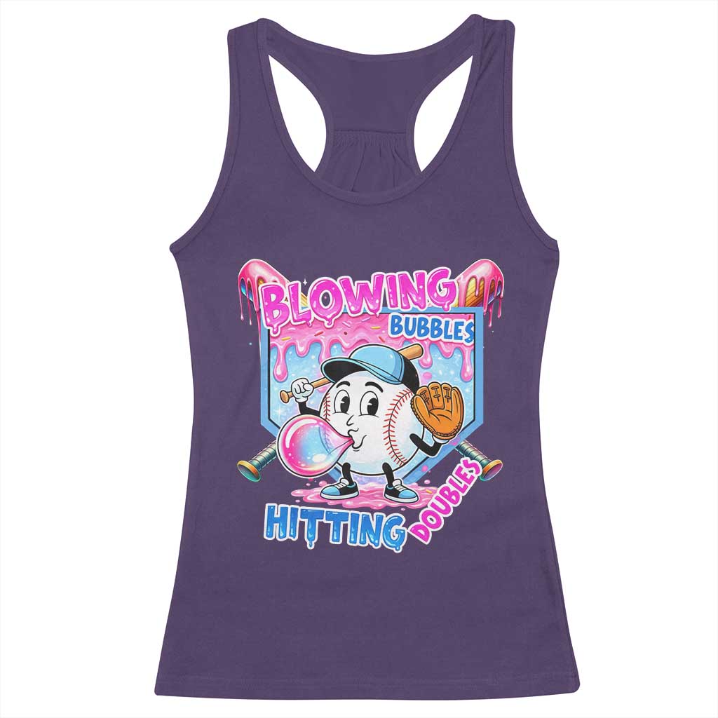 Baseball Blowing Bubbles Hitting Doubles Racerback Tank Top Sports Bubble Gum Lover
