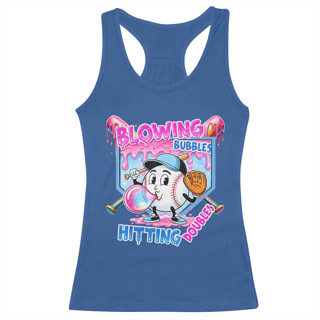 Baseball Blowing Bubbles Hitting Doubles Racerback Tank Top Sports Bubble Gum Lover