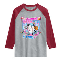 Baseball Blowing Bubbles Hitting Doubles Raglan Shirt Sports Bubble Gum Lover
