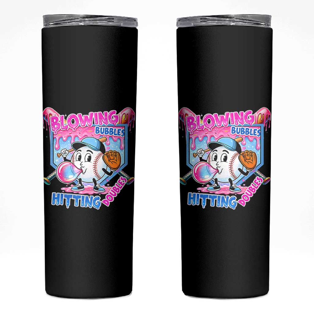 Baseball Blowing Bubbles Hitting Doubles Skinny Tumbler Sports Bubble Gum Lover