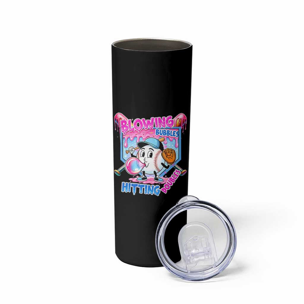 Baseball Blowing Bubbles Hitting Doubles Skinny Tumbler Sports Bubble Gum Lover