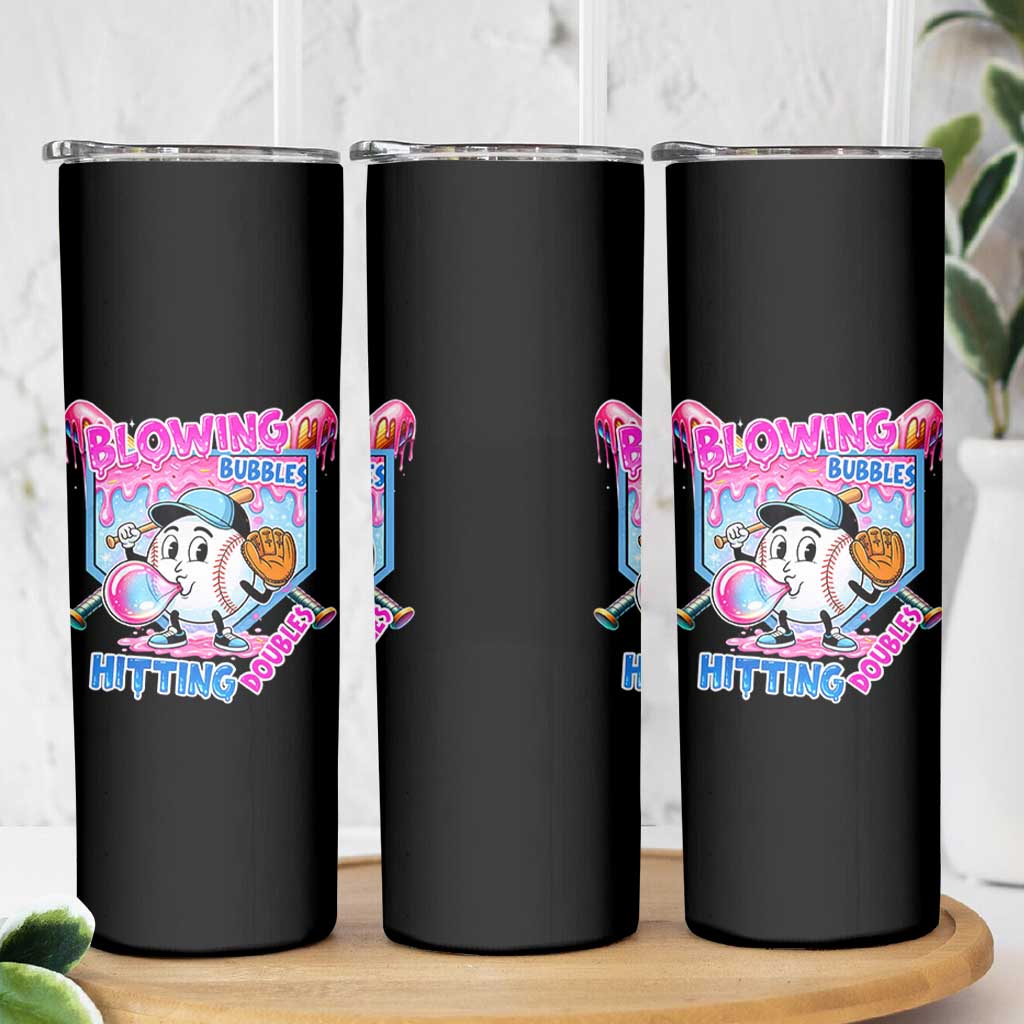 Baseball Blowing Bubbles Hitting Doubles Skinny Tumbler Sports Bubble Gum Lover
