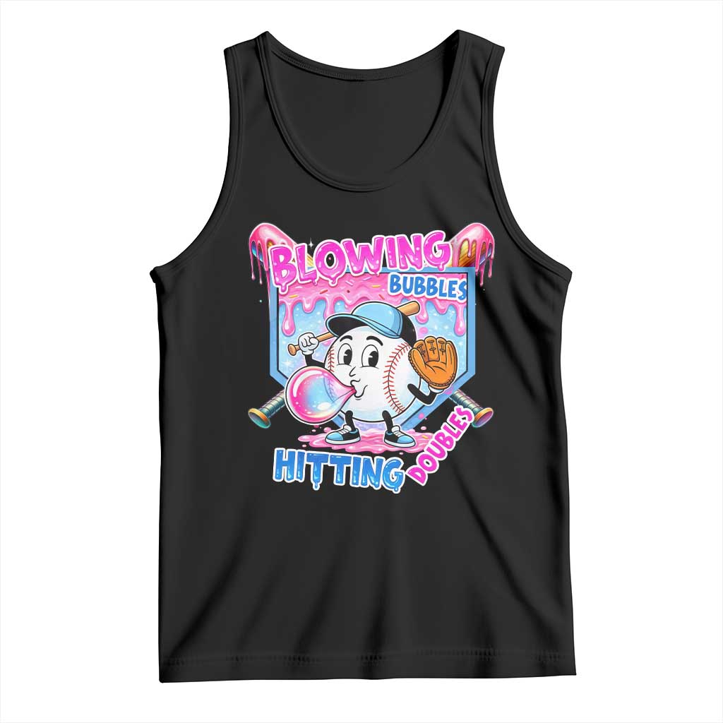 Baseball Blowing Bubbles Hitting Doubles Tank Top Sports Bubble Gum Lover