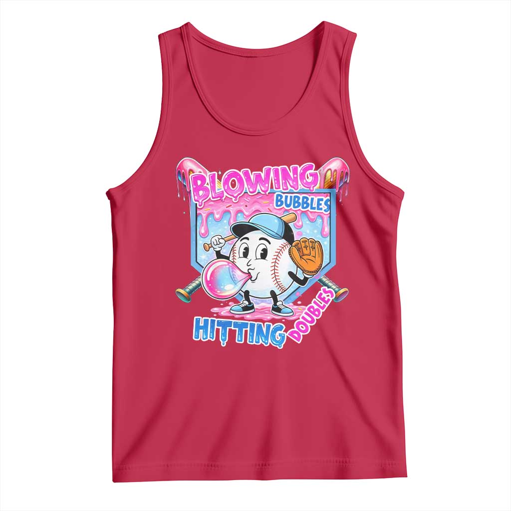 Baseball Blowing Bubbles Hitting Doubles Tank Top Sports Bubble Gum Lover