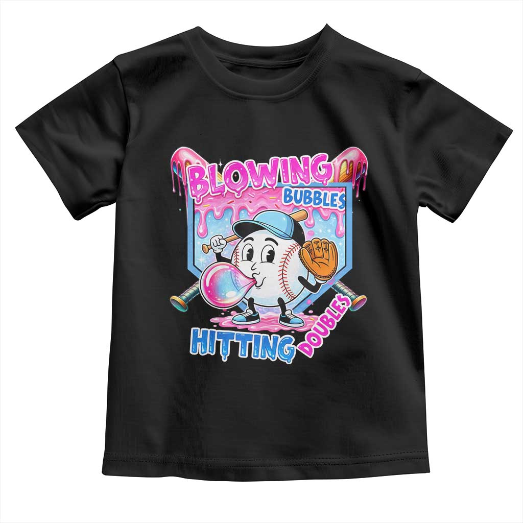 Baseball Blowing Bubbles Hitting Doubles Toddler T Shirt Sports Bubble Gum Lover
