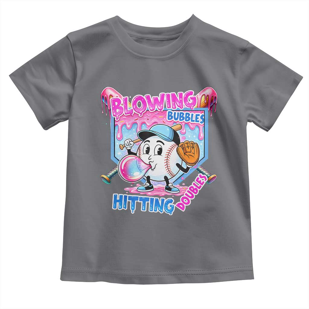 Baseball Blowing Bubbles Hitting Doubles Toddler T Shirt Sports Bubble Gum Lover
