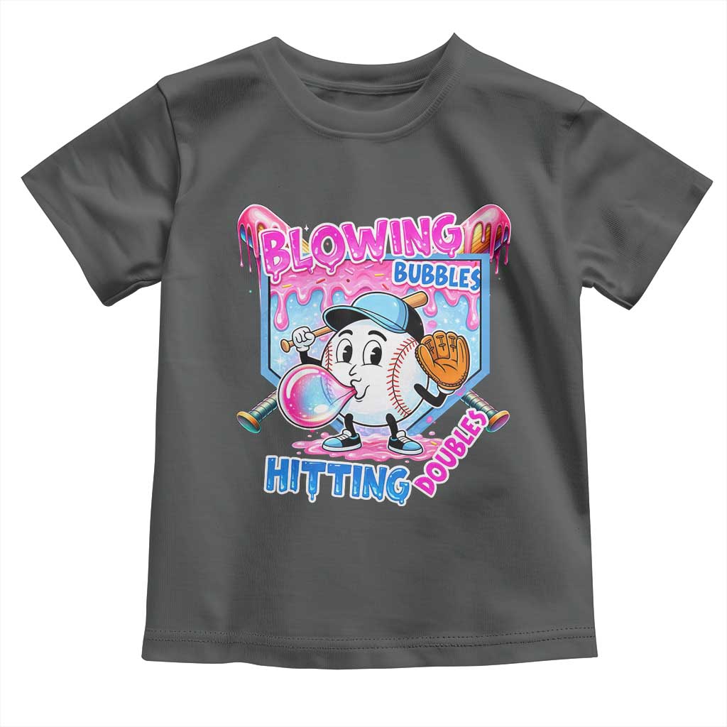 Baseball Blowing Bubbles Hitting Doubles Toddler T Shirt Sports Bubble Gum Lover