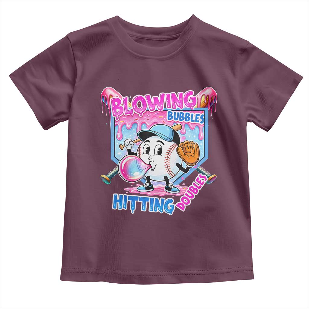 Baseball Blowing Bubbles Hitting Doubles Toddler T Shirt Sports Bubble Gum Lover