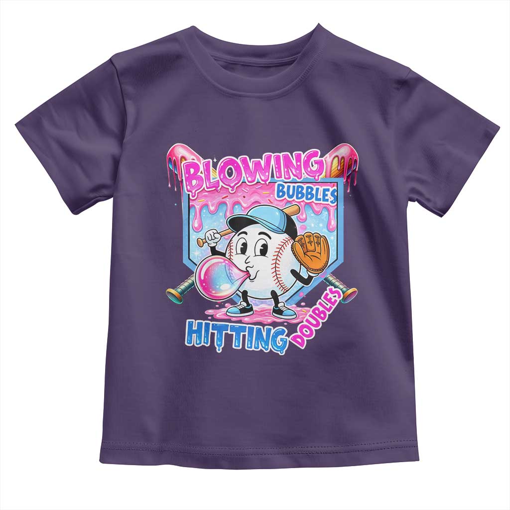 Baseball Blowing Bubbles Hitting Doubles Toddler T Shirt Sports Bubble Gum Lover