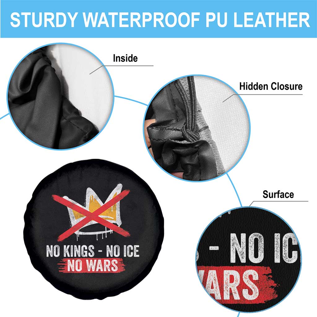 No Kings Protest Spare Tire Cover No Kings No Ice No Wars Anti Monarchy Statement