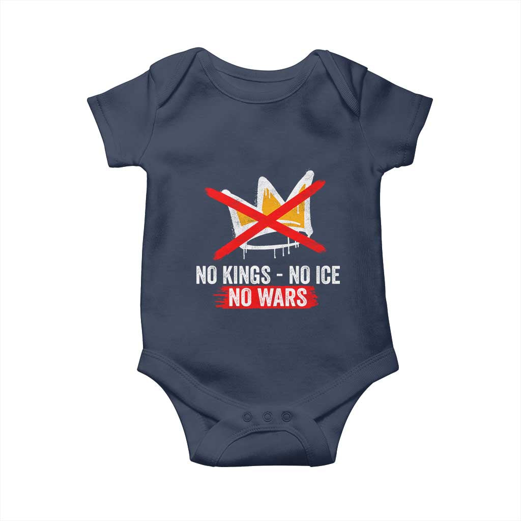 No Kings Protest Baby Onesie No Kings No Ice No Wars Anti Monarchy Statement