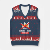 No Kings Protest V-Neck Knit Sweater Vest No Kings No Ice No Wars Anti Monarchy Statement