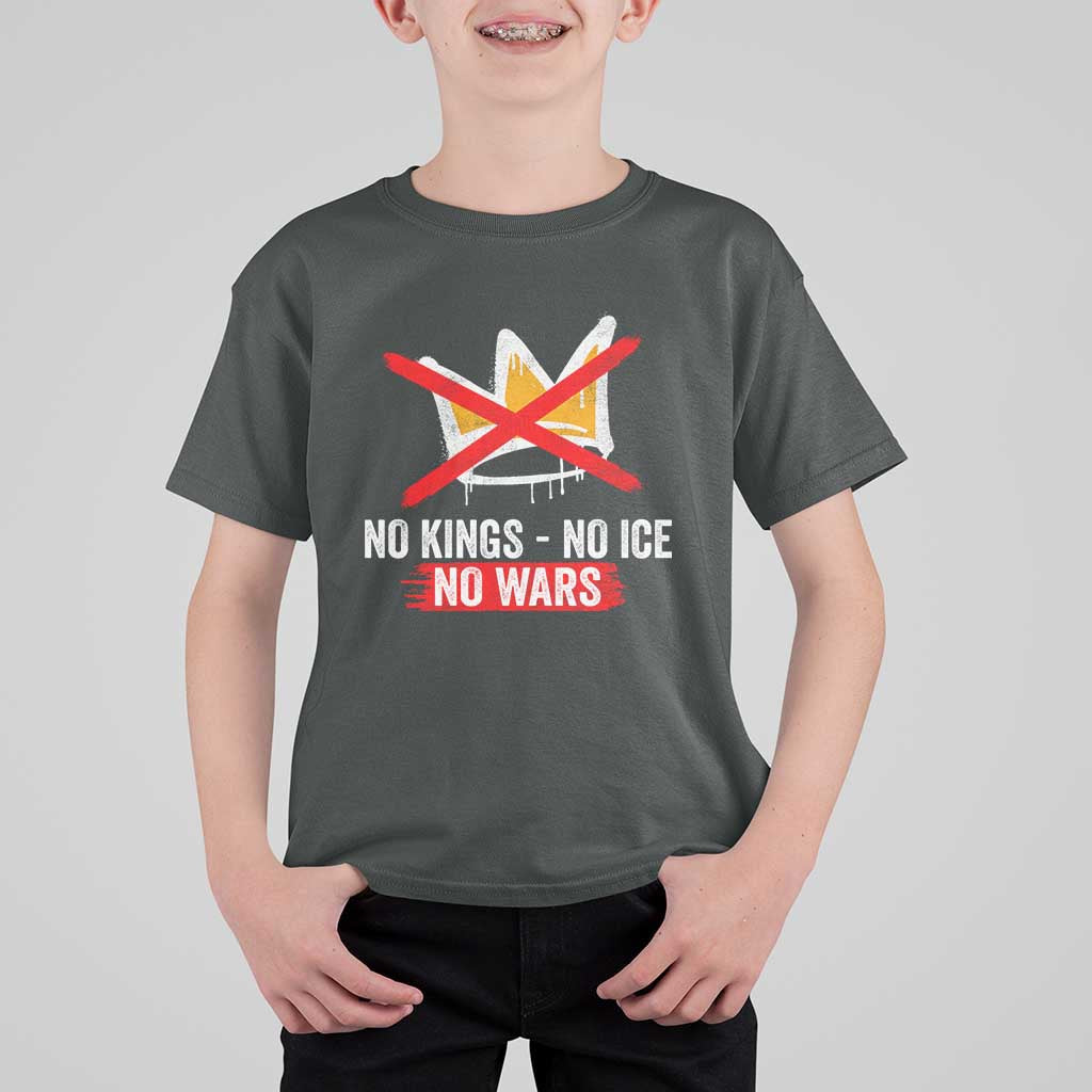 No Kings Protest T Shirt For Kid No Kings No Ice No Wars Anti Monarchy Statement