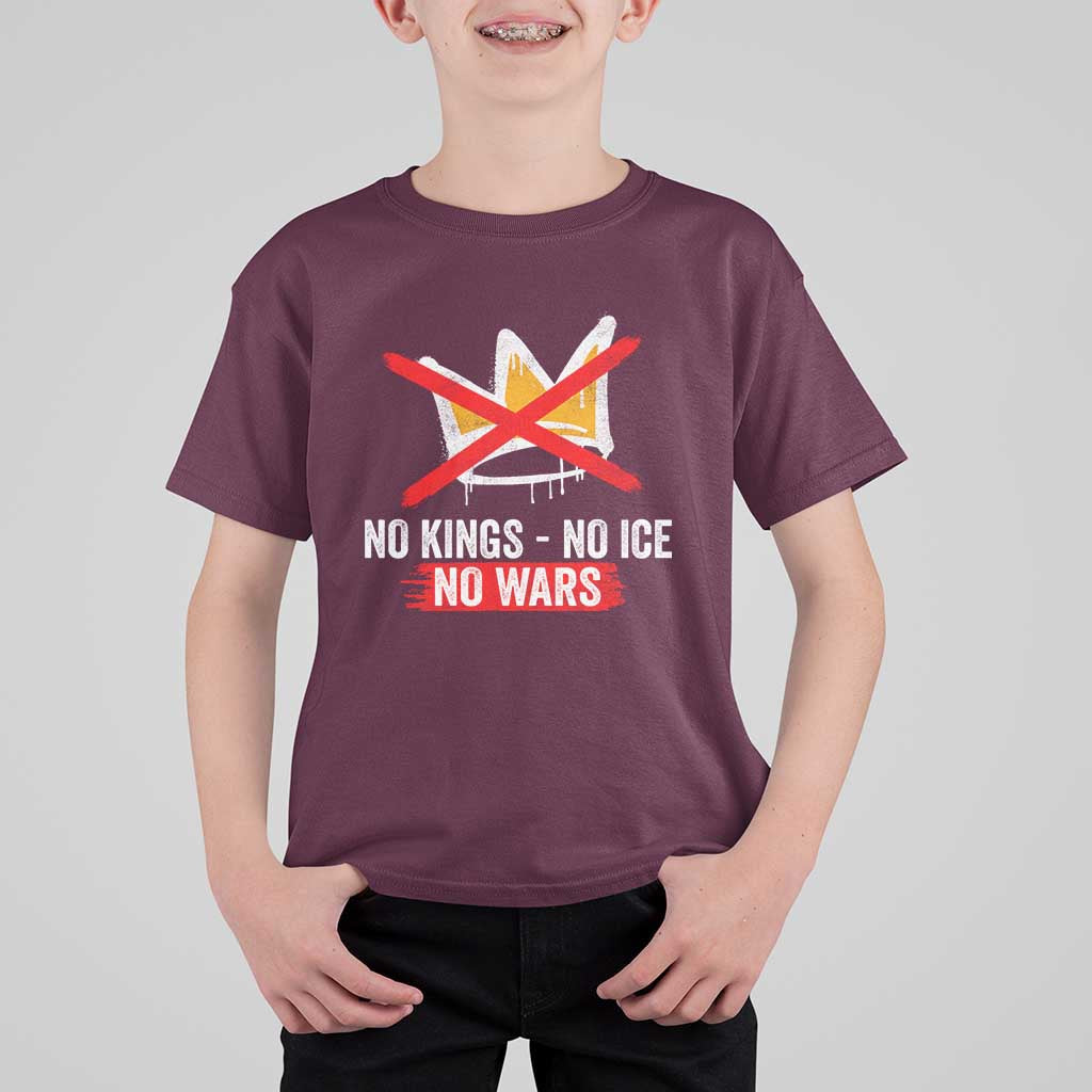No Kings Protest T Shirt For Kid No Kings No Ice No Wars Anti Monarchy Statement