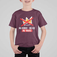 No Kings Protest T Shirt For Kid No Kings No Ice No Wars Anti Monarchy Statement