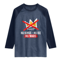 No Kings Protest Raglan Shirt No Kings No Ice No Wars Anti Monarchy Statement
