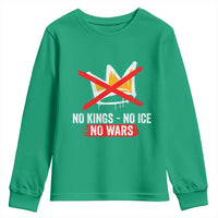 No Kings Protest Youth Sweatshirt No Kings No Ice No Wars Anti Monarchy Statement