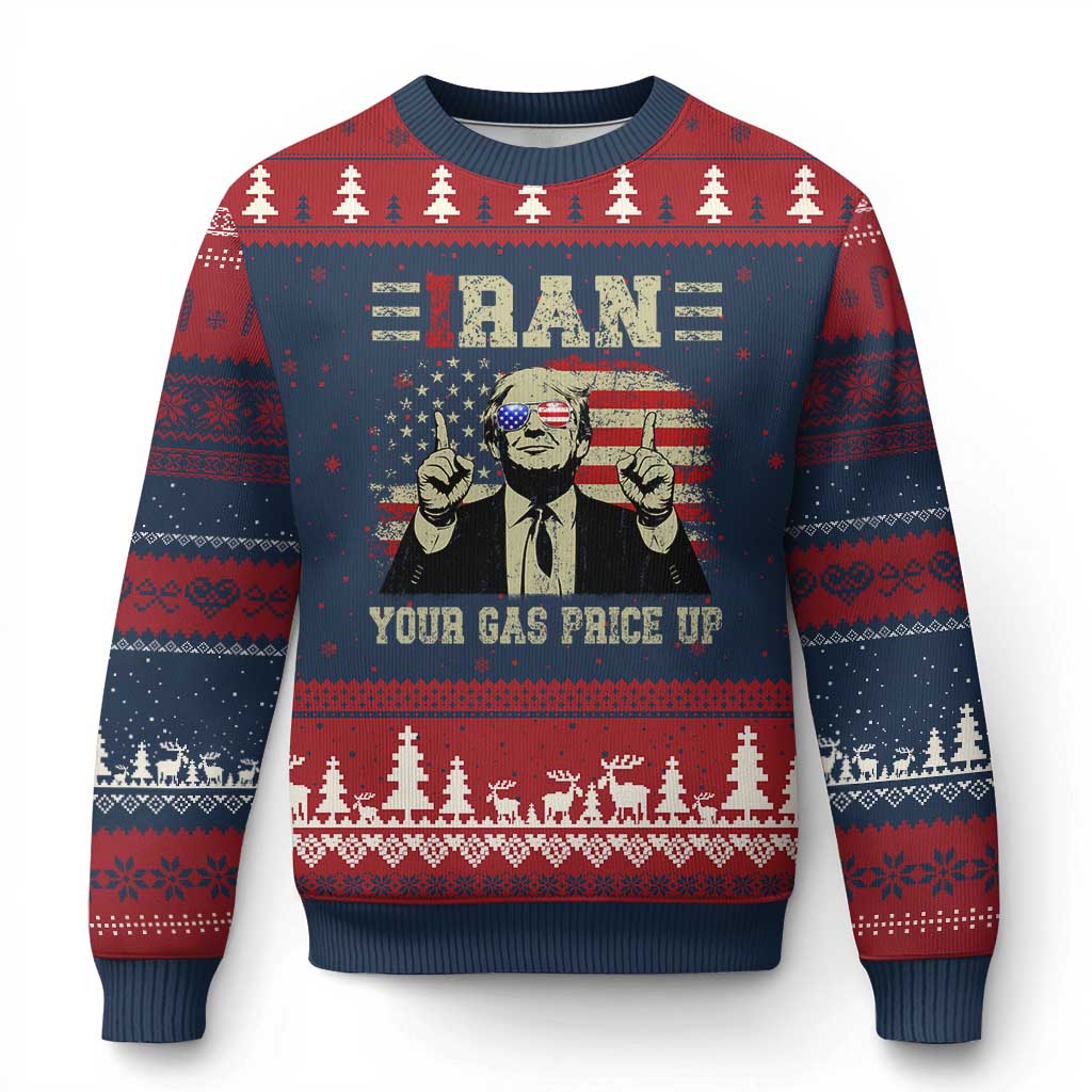 Iran Your Gas Price Up Ugly Christmas Sweater Funny Political Gas Station