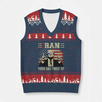 Iran Your Gas Price Up V-Neck Knit Sweater Vest Funny Political Gas Station