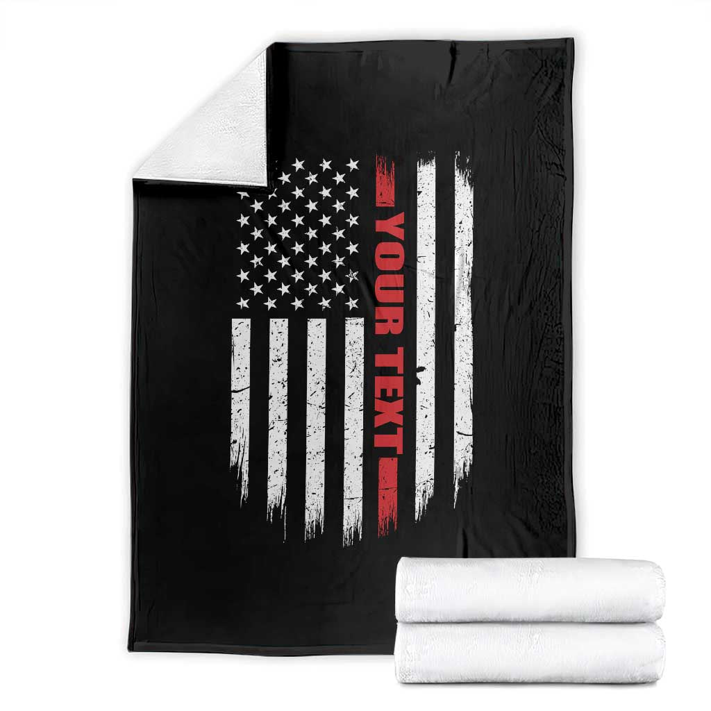 Personalized Firefighter Throw Blanket Custom Text Name Vintage American Flag Patriot Fireman Gift