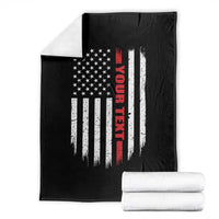 Personalized Firefighter Throw Blanket Custom Text Name Vintage American Flag Patriot Fireman Gift